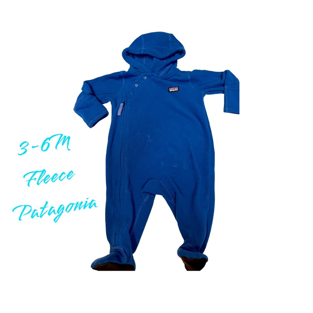 (Reserved bundle) Infant Patagonia fleece one piece hooded snowsuit size 3-6M